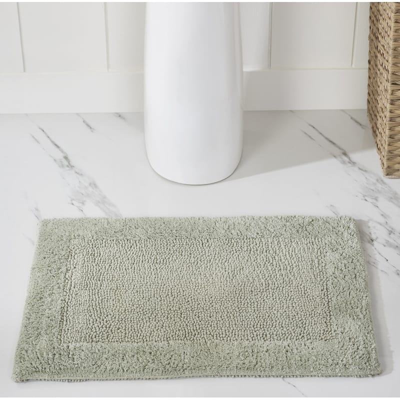 Better Trends Bath Rugs 100% Cotton Tufted Soft & Water Absorbent Bathroom Rug for Shower, Sink Bath Mats Edge Collection - 17" x 24" Rectangle - Dark Sage