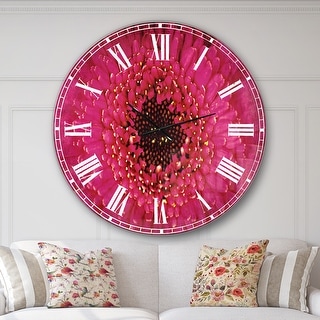 Designart 'Macro Photo of Gerbera Flower' Oversized Floral Wall CLock