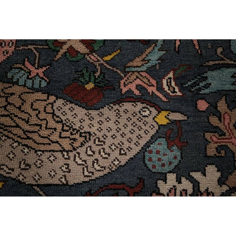 Animals Design Blue Ziegler Large Area Rug Hand-Knotted Wool Carpet - 10'2"x 19'5"