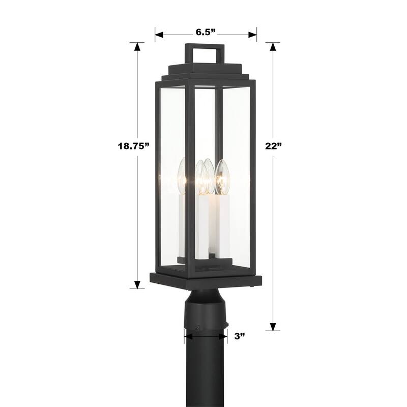 Aspen 4 Light Matte Black Outdoor Post - 6.5"W x 22"H x 6.5"D