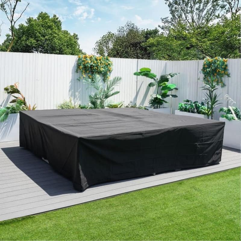 Patio Furniture Covers Waterproof, Outdoor Sectional Sofa Set , Patio Table and Chair Set Cover 106''L x 106''M x 28''H - Black
