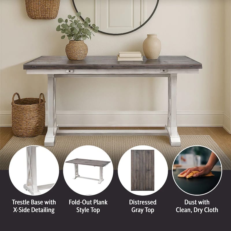 Belsey Cream Flip Top Console with Cross Braced Legs