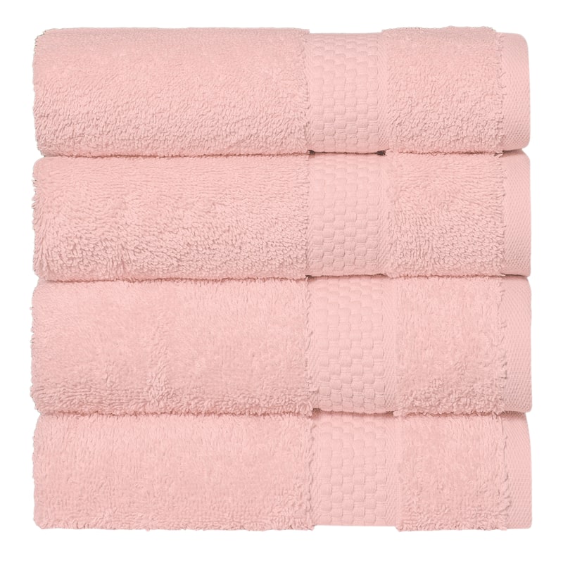 Authentic Hotel and Spa 100% Aeagean Long Staple Turkish Cotton, STARLIGHT Terry Hand Towels (Set of 4) - Veil Pink