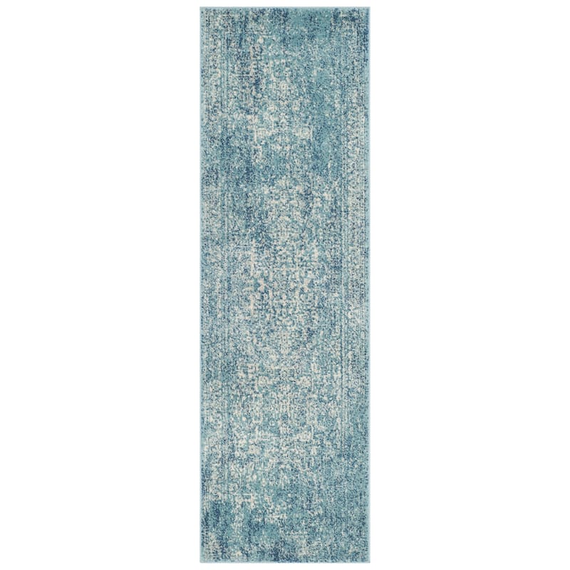 SAFAVIEH Evoke Quinn Vintage Distressed Rug - 2'2" x 11' Runner - Blue/Ivory