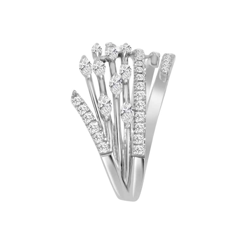 Auriya 14k Gold Lab Grown Marquise and Round Diamond Feather Bypass Ring 0.60 ct. tw. (F-G, VS)