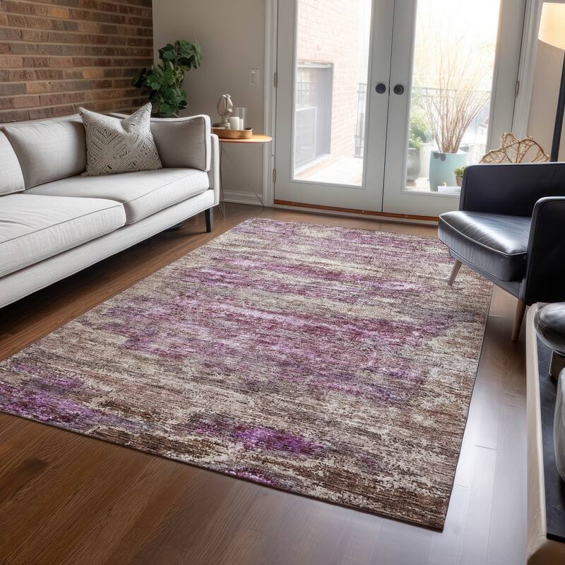 Machine Washable Indoor/ Outdoor Ombre Solid Chantille Rug - Blush - 8' x 10'