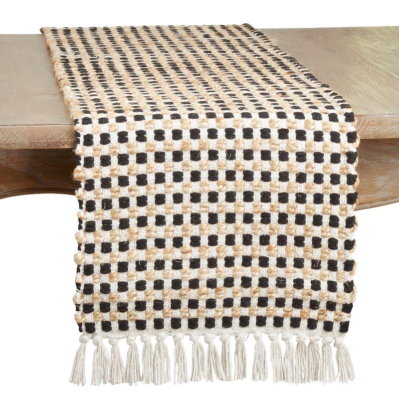 Weave Table Runner With Checker Design - 14"x72"