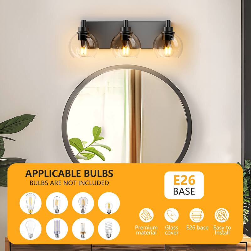 Modern 3-Light Bathroom Vanity Lighting Fixture