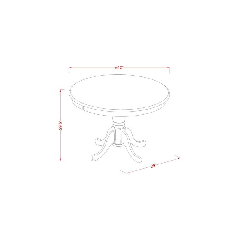Kitchen Table Set for 4 - 5 Piece Dining Set with Round Table & Linen Chairs - Art Deco Style