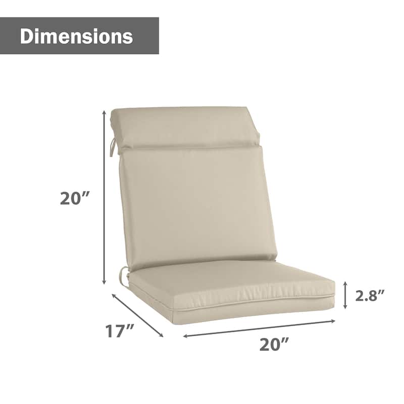 Aoodor 2Pcs Outdoor High Back Dining Chair Cushion Set - 37''x20''