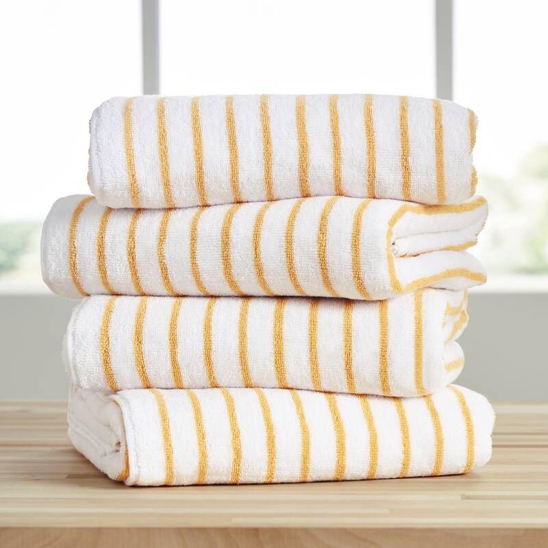 Becky Cameron Ultra Soft Plush Cotton Cabana Towels - 4 Pack - Yellow
