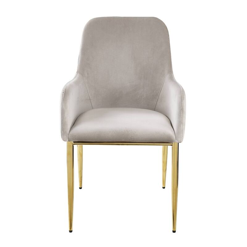 HomeRoots Set of Two Gray and Gold Upholstered Velvet And Metal Dining Side Chairs - 22.00 in. x 37.00 in. x 24.00 in.