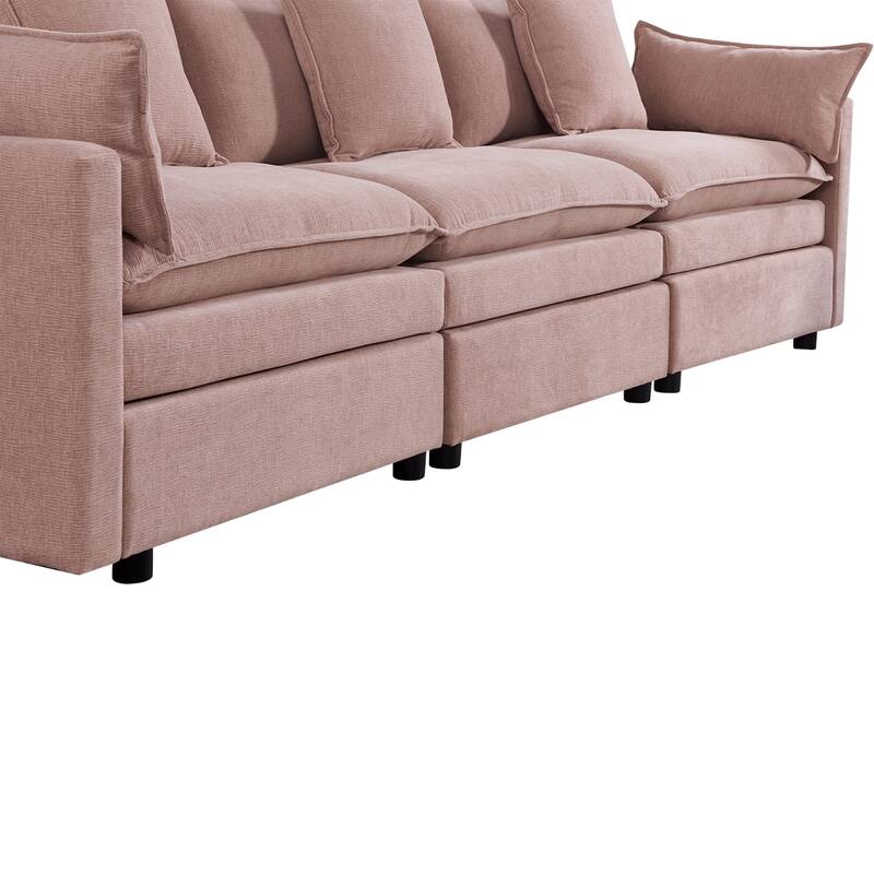 108.66" L-Shaped 4-Seater Sectional Sofa with Convertible Chaise and Ottoman, Spacious Cloud Couch Design