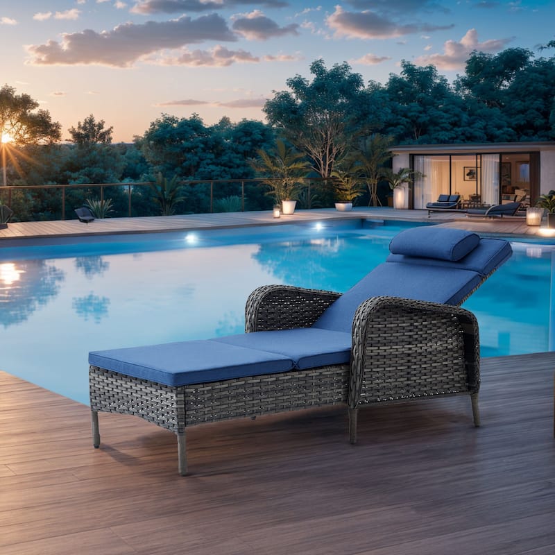 Patio Lounge Chairs Single Lounge Chaise - Large Grey