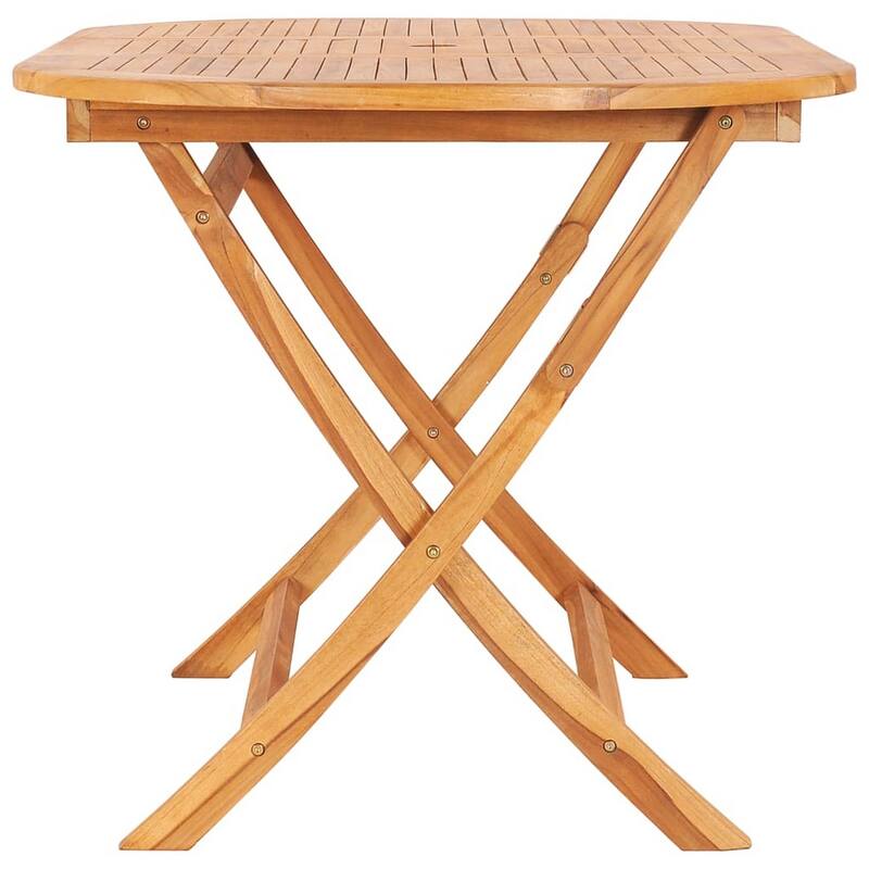 Sam 7pc Outdoor Dining Table Set, 6 Folding Chairs, Brown Teak Wood