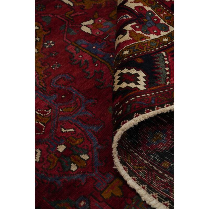 Hand Knotted Oriental 100% Wool Carpet Traditional Floral Red Heriz Area Rug - 13' 4'' X 9' 1''