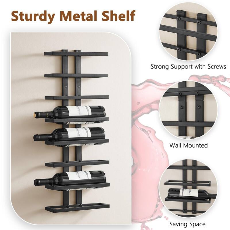 8 Tier Wall Mount Wine Rack - 10.83"D x 4.06"W x 28.23"H