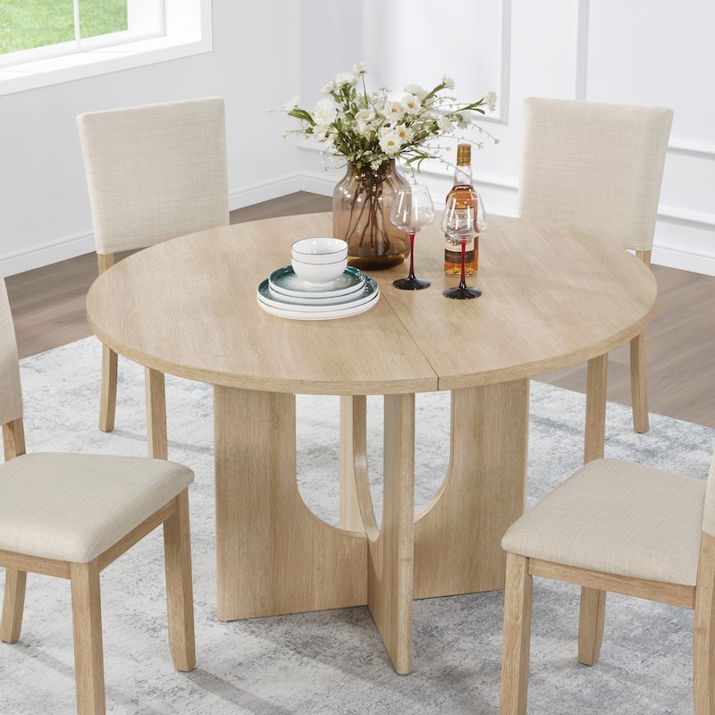 47.3 Inch Modern Round Dining Table for 4 - Farmhouse Style for Kitchen, Dining Room, Living Room