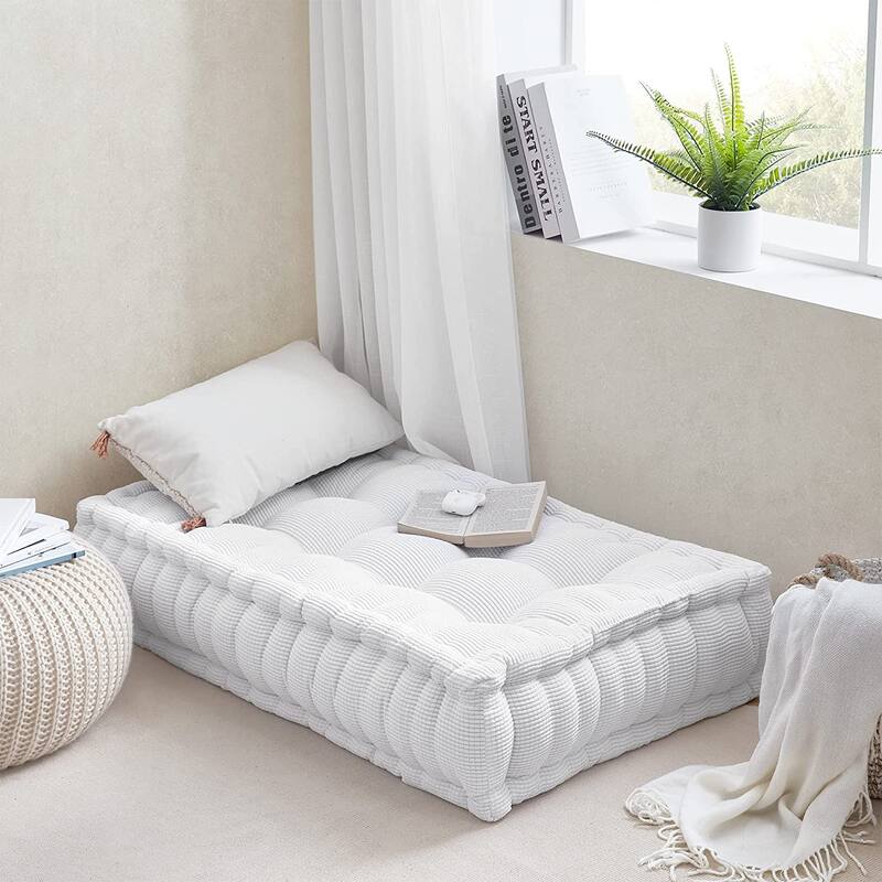 Rainha® 40" Ultra Thick Tufted Floor Pillow by DormCo - Pure White