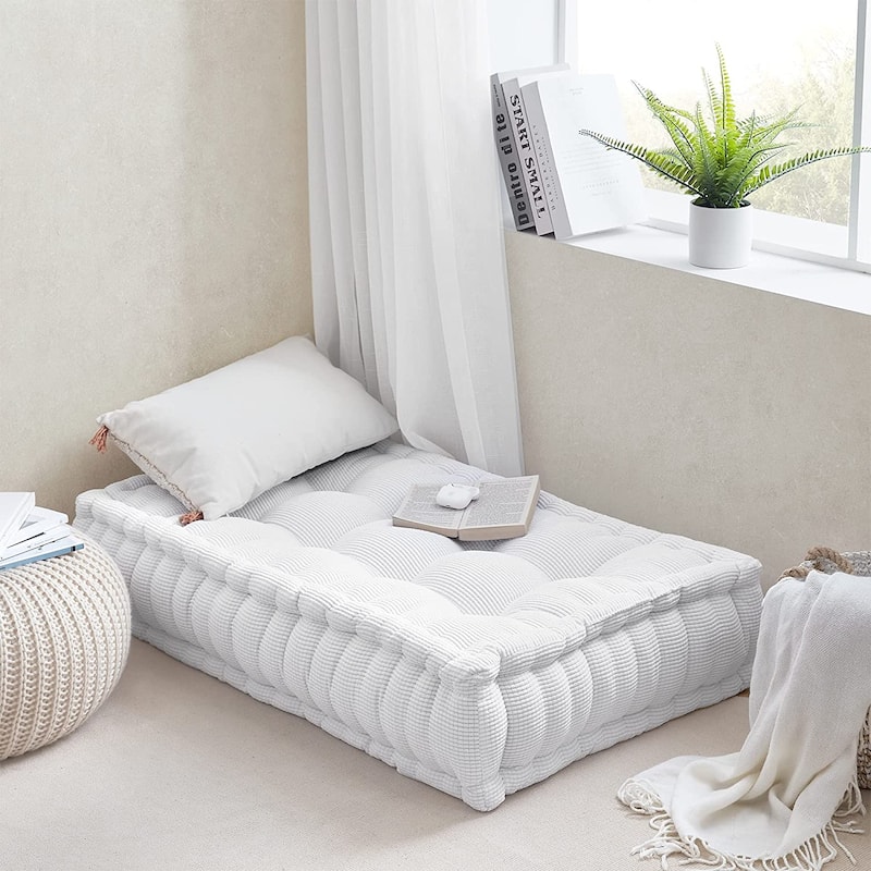 Rainha - 40" Ultra Thick Tufted Floor Pillow - Pure White