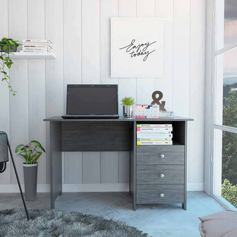 Nory Black Three Drawers Computer Desk