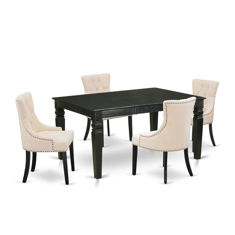 East West Furniture 5 Piece Dinette Set for 4 Includes a Kitchen Table and 4 Linen Fabric Dining Chairs,(Finish Options)