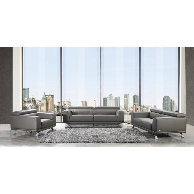 Divani Casa Brustle Modern Dark Grey Eco-Leather Chair