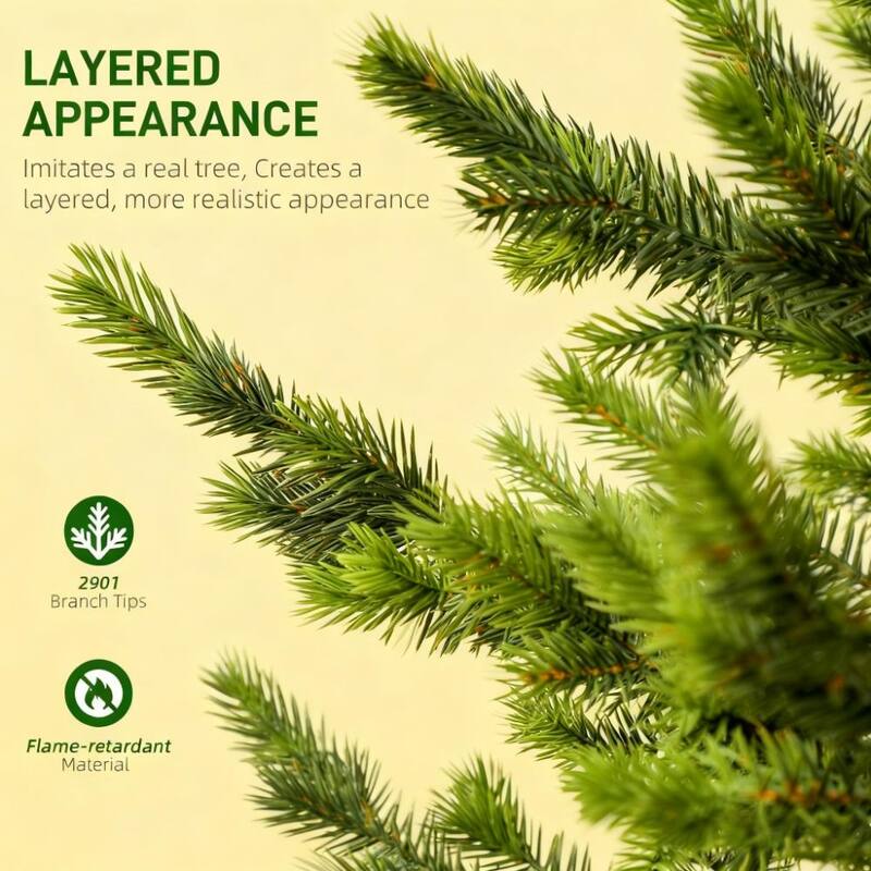 Christmas Tree,Artificial Sparse Christmas Tree with Steel Stand and 2901 Tips for Home Office Holiday - Green