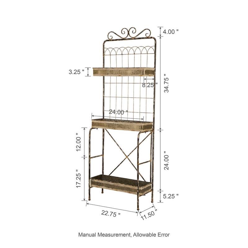 Glitzhome Farmhouse 3 Tier Metal Outdoor Shelving Planter Stand Indoor Storage Rack