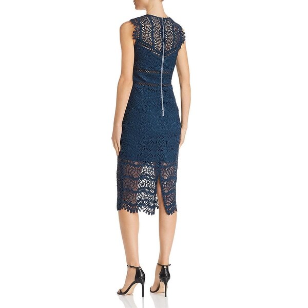bardot lace illusion sheath dress