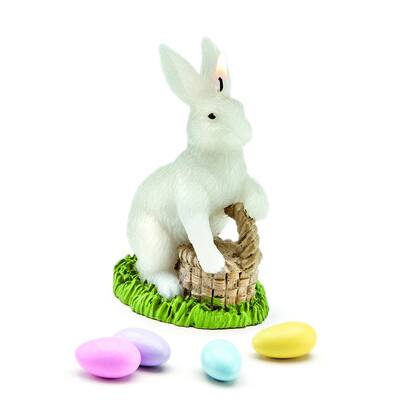 Bunny Candle Decor - Multicolor Pillar Candle for Easter, 4" H x 2.75" L x 2" W, Paraffin Wax, 1 Hour Burn Time