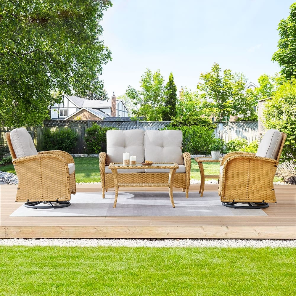 Gymojoy Outdoor Wicker Patio Furniture Loveseat and Chair Set