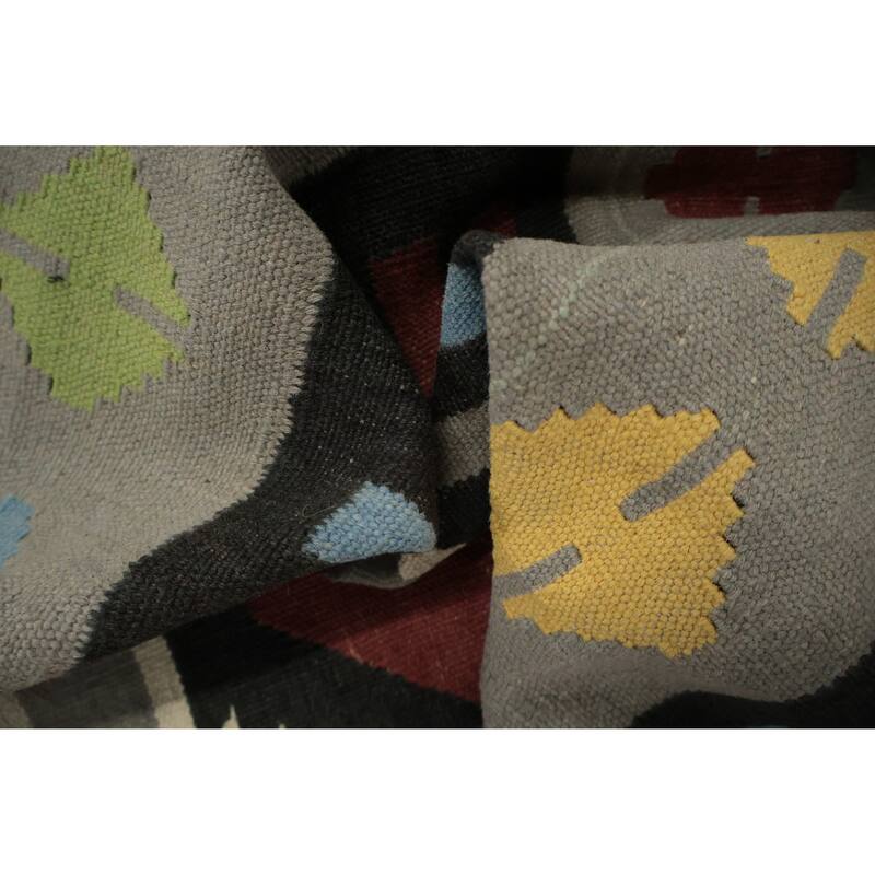 Hand Woven Oriental 100% Wool Carpet Southwestern Tribal Greys & Charcoal Kilim Area Rug - 10' 0'' X 8' 5''