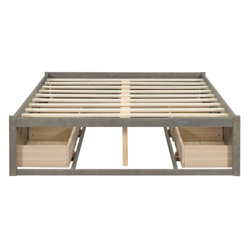 Full Storage Bed Frame, Antique Grey, 6 Drawers