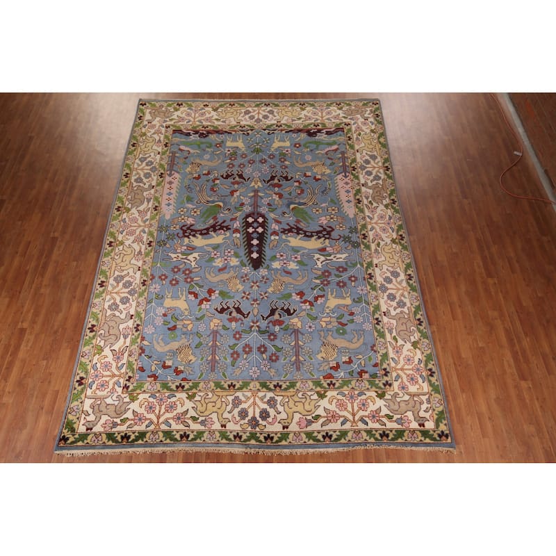 Hunting Animals Ziegler Large Indian Rug Handmade Wool Carpet - 9'10"x 13'10"