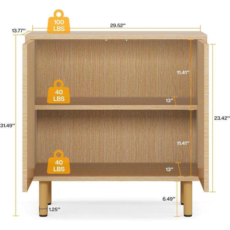 Modern Natural Storage Cabinet Set for Living Room