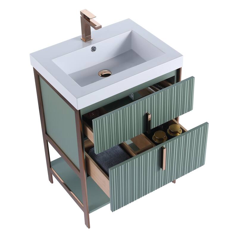 Fine Fixtures Serenity Modern Bathroom Vanity with White Gel Acrylic Top