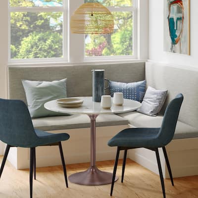 WYNDENHALL Whaler and Iron 36 inch x 36 inch Round Contemporary Dining Table in White/Copper - 36"d x 36"w x 30.5"h