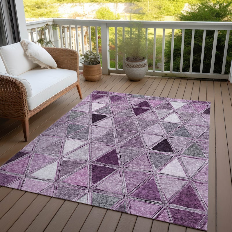 Machine Washable Indoor/ Outdoor Chantille Modern Diamonds Rug