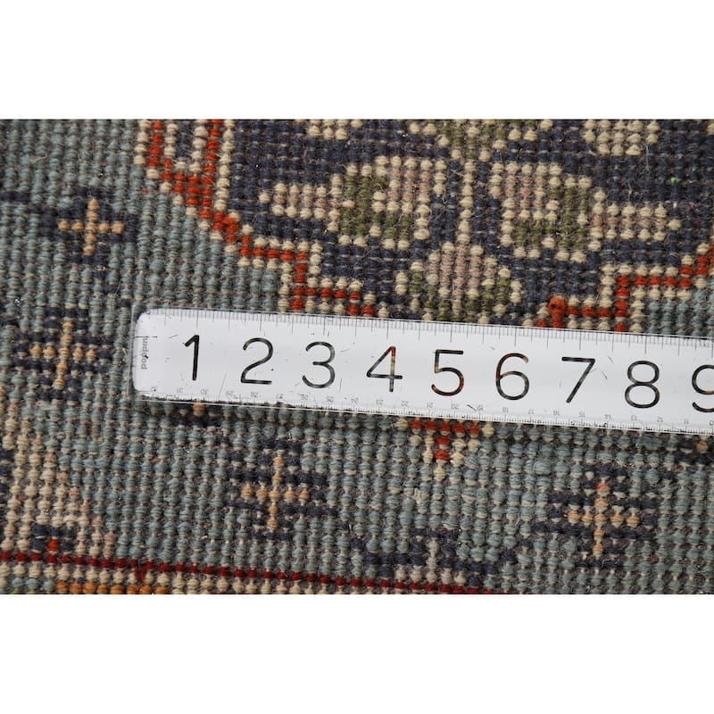 Light Blue Geometric Kazak Indian Runner Rug Hand-Knotted Wool Carpet - 2'7"x 7'10"