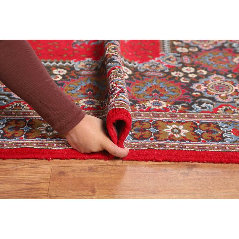 Traditional Red Kashan Turkish Area Rug Medallion Machine Made Carpet - 9'7" x 12'11"