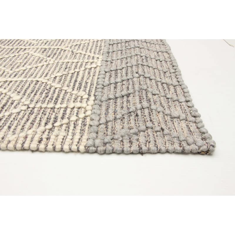 ECARPETGALLERY Braid weave Sienna Grey Wool Rug - 5'0 x 7'10