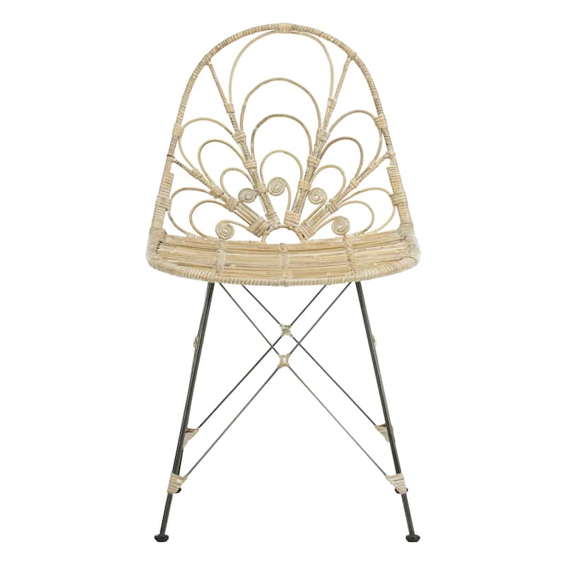SAFAVIEH Vonnie Rattan Dining Chair - White Washed - Set of 2 - 22.8" x 19.3" x 33.5" - 22.8" x 19.3" x 33.5"