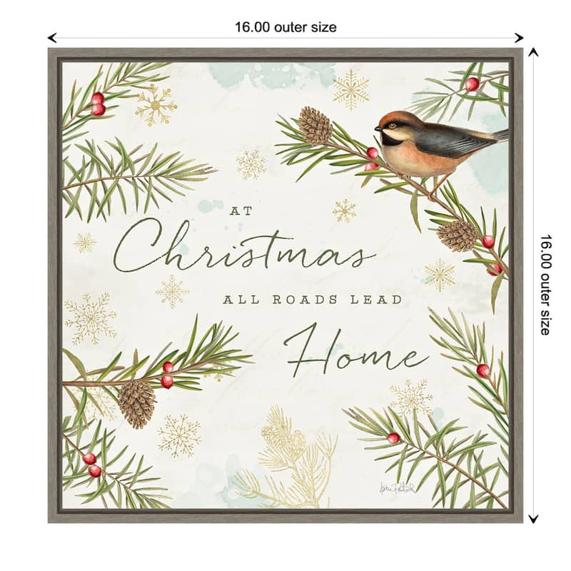 Christmas Tradition V (Bird) by Katie Pertiet Framed Canvas Art