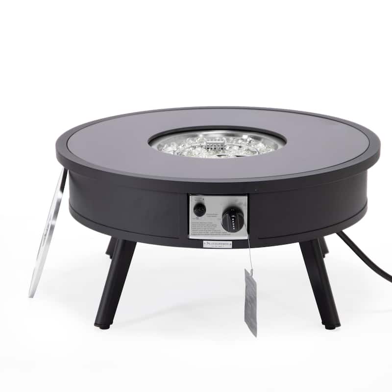 Leisuremod Walbrooke Modern Outdoor Patio Round Fire Pit Table for Porch Backyard Deck - 29