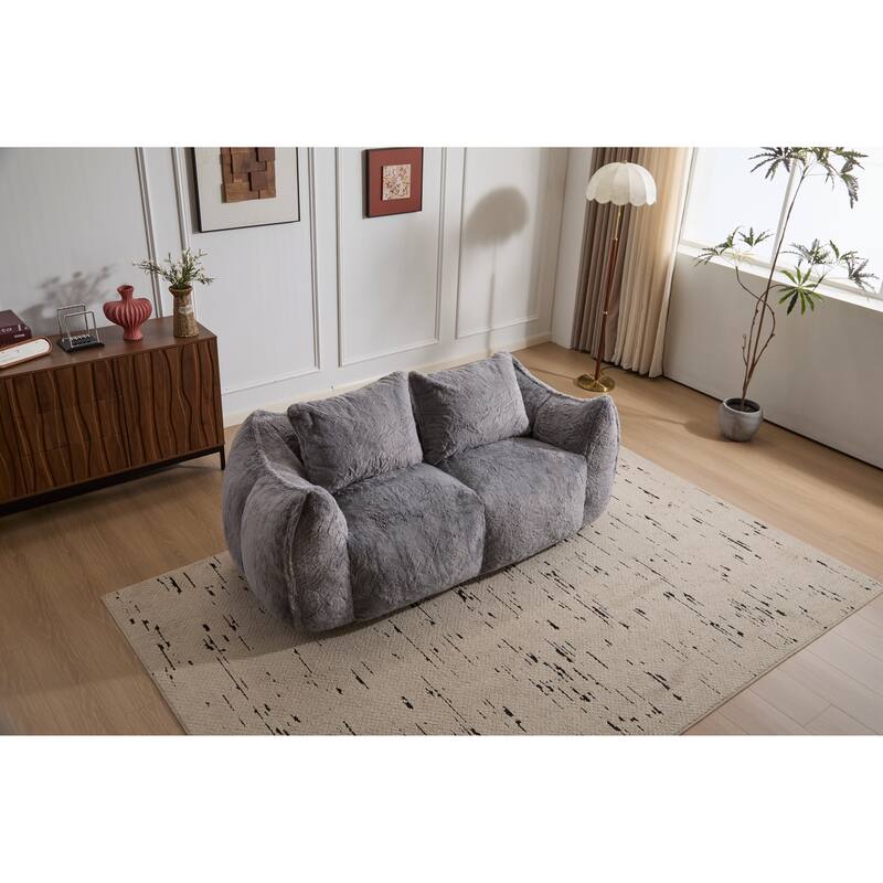 Oversized Bean Bag Sofa Reading Chair, 2-Seater Giant Bean Bag Couch with Pillows, Loveseat Chaise Lounge Sofa Chair