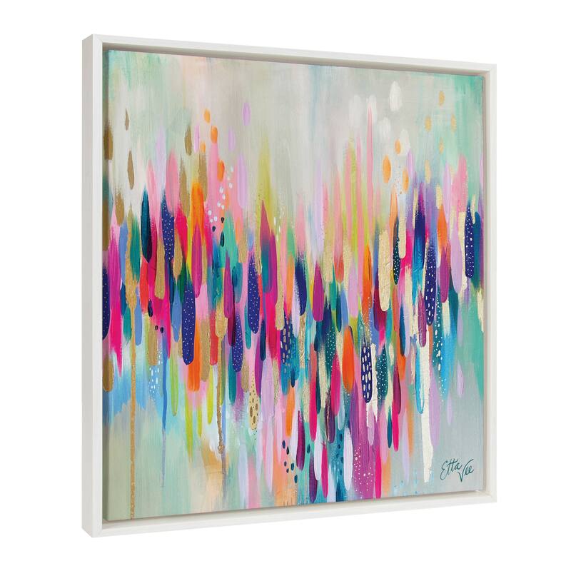 Kate and Laurel Sylvie Brushstroke 154 Framed Canvas by Jessi Raulet - 22x22 - White