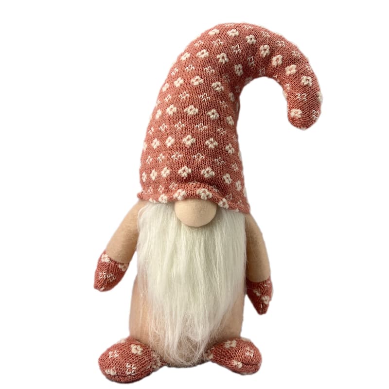 Plush Santa Gnome Christmas Figurine - 11.75" - Pink and White