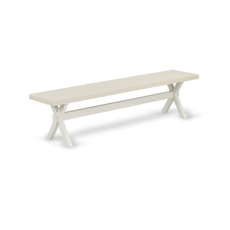 East West Furniture X-Style Modern Dining Bench with Wooden Seat, 72x15x18 Inch, Multi-Color (Finish Options)