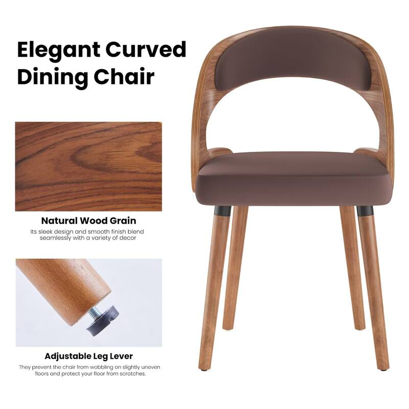 Modern Upholstered Dining Chairs with Curved Backrest (Set of 2)